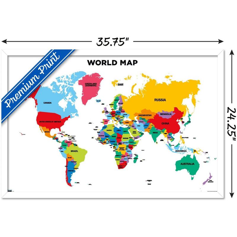 Trends International Map - World 2022 Framed Wall Poster Prints, 3 of 7
