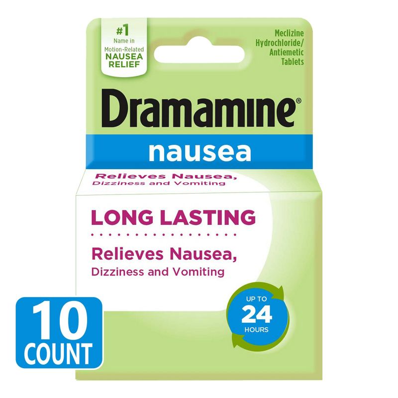 Dramamine-N Long Lasting Nausea Relief Tablets for Nausea, Dizziness &#38; Vomiting - 10ct, 1 of 8