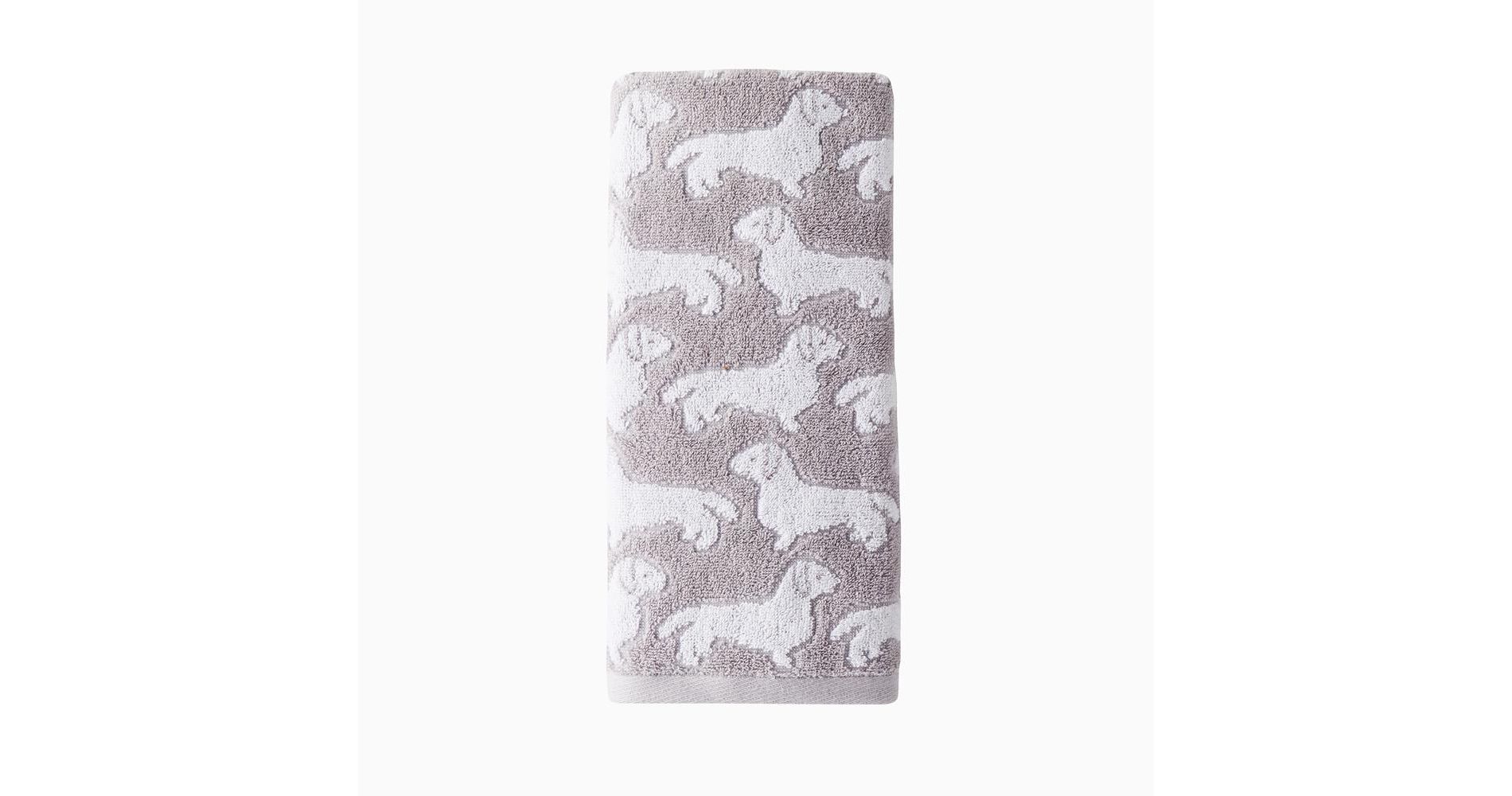SKL Home Saturday Knight Ltd Dog Woven Puppy Design Soft And Absorbent Hand Towel - 16x26", Gray