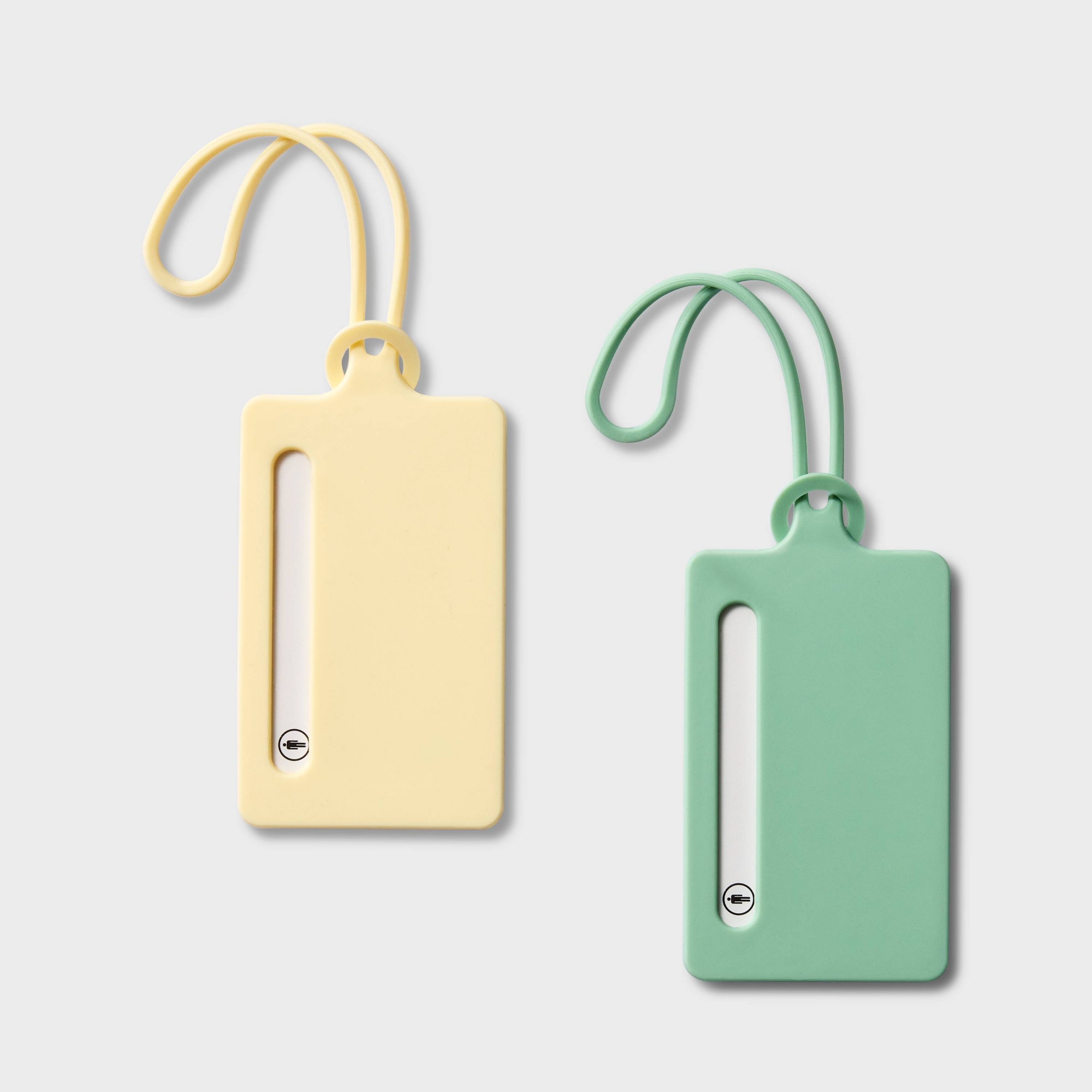 2pk Silicone Luggage Tag - Open Story™ Sage Green/Yellow: Solid Travel Accessories, Hook and Loop Closure