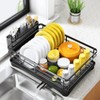 LunaLulinlk Dish Drying Rack for Kitchen Counter - Large Dish Rack with Drainboard, Rustproof Dish Drainer Black - 3 of 4
