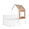 NicBex Twin Size Bunk Bed Loft Bed House Shape Metal Bed Frame with Window, Inclined Ladder and Guardrail for Bedroom, No Box Spring Required - 3 of 4