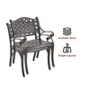 CLIHOME Cast Aluminum Stationary Oblique Grid Pattern Dining Chairs(Set of 2) - 4 of 4