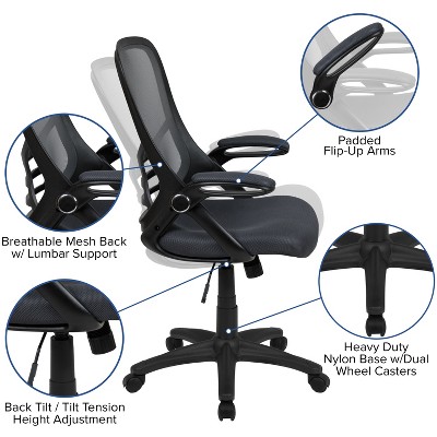 ErgoFlex Dark Gray Mesh Executive Swivel Chair with Adjustable Arms