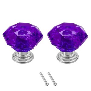 Unique Bargains Crystal Cabinet Knobs with Screw for Cupboard Wardrobe 2 Pcs - 1 of 4