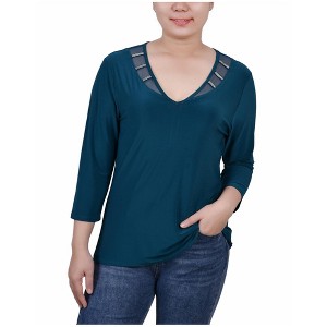 NY Collection Womens Illusion Neck Pullover Blouse - 1 of 1