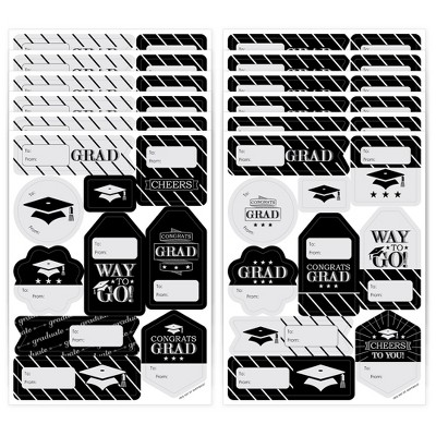 Big Dot of Happiness Graduation Cheers - Assorted Graduation Party Gift Tag Labels - To and From Stickers - 12 Sheets - 120 Stickers