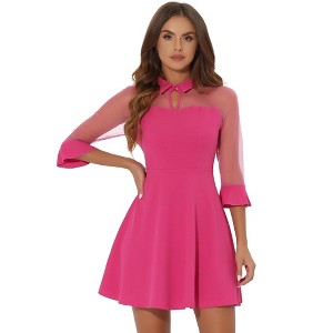 INSPIRE CHIC Women's Keyhole Mesh Sheer Half Sleeve Retro Gothic Cocktail Party Vintage Dress - 1 of 4