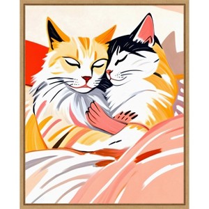 Amanti Art Sleepover Cats by Uma Gokhale Framed Canvas Wall Art - 1 of 4