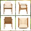 Set of 2 Outdoor Wicker Dining Armchairs, Acacia Wood Frame in Teak Finish with Waterproof Cushions, Garden Dining Set – Koiai - 4 of 4