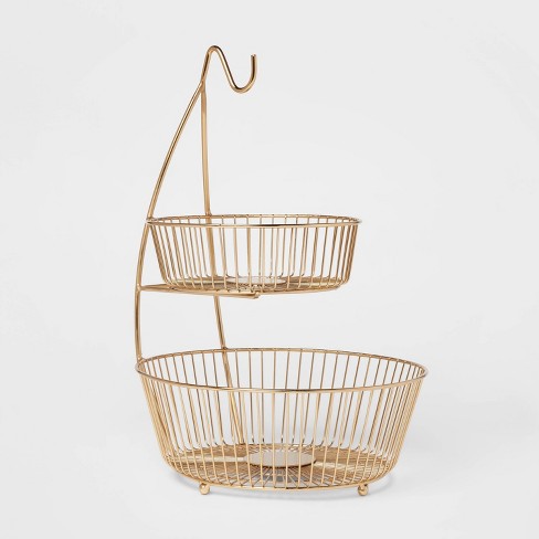 Delavan Collection Metal Wire 2-tier Fruit Basket With Banana Hanger Gold -  Threshold™ : Target