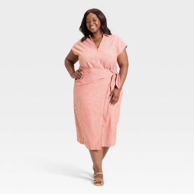 Women's Short Sleeve Wrap Waist Midi Shirtdress - Universal Thread™