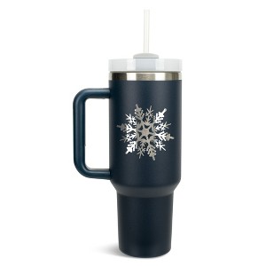Elanze Designs Falling Snowflake Winter Snow Queen Wrap-Around 40 Oz. Stainless Steel Water Bottle Coffee Mug, Spill & Leak Resistant, Travel Tumbler - 1 of 4