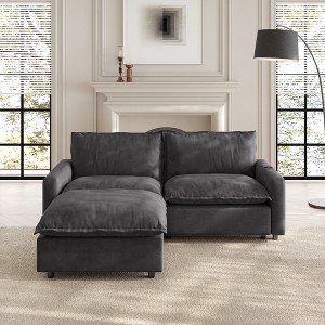 WJSHome 85" Modular Sectional Couches for Living Room with Ottoman, Loveseat Cloud Couch with Deep Seat, Linen Fabric - 1 of 4