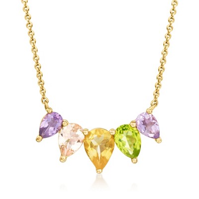 Ross-Simons 3.10 ct. t.w. Multi-Gemstone Necklace in 18kt Gold Over Sterling Size 18