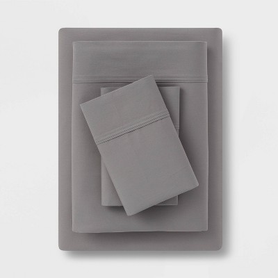 California King 300 Thread Count Organic Solid Sheet Set Gray - Threshold™