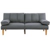 DOMETOUR Blue Grey Polyfiber Adjustable Sofa Living Room Furniture Solid wood Legs Plush Couch - 2 of 4