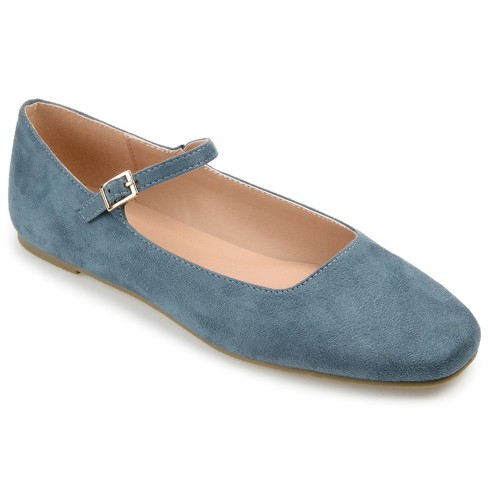 Journee Collection Womens Carrie Buckle Square Toe Mary Jane Flats Blue ...