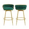 CAVINAS Polyester 360°Swivel Bar Stools Set of 2,Counter Stools with Hand-Woven Backrest and Gold Metal Legs,Kitchen Chairs for Kitchen Island - 2 of 4