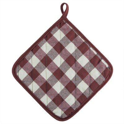 Pot Holder Set With Silicone Grip, Quilted And Heat Resistant (set Of 2) By  Lavish Home (burgundy) : Target