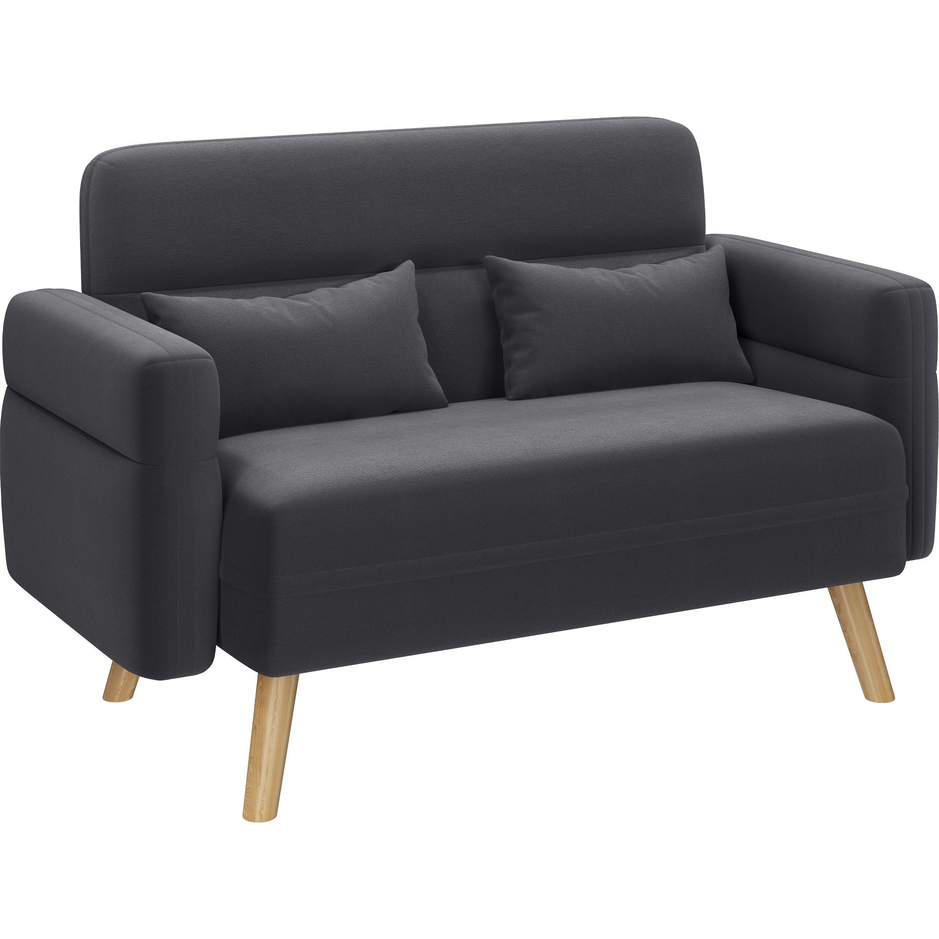 Yaheetech 46inch Fabric Loveseat Sofa with Lumbar Pillow for Office, Bedroom, Dark Gray