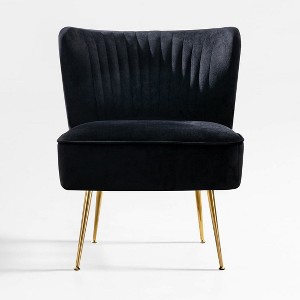 WestinTrends Phoebe Upholstered Tufted Velvet Accent Chair With Metal Leg - 1 of 4