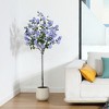 4FT/5FT Artificial Blue Plumbago Tree in White Planter: Indoor Decor Faux Plant with Blue-White Flowers for Home & Office - 2 of 4