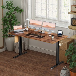 MAYEERTY 55in Computer Desk with Storage, Modern Writing Desk with Fabric Drawers for Home Office, Black - 1 of 4