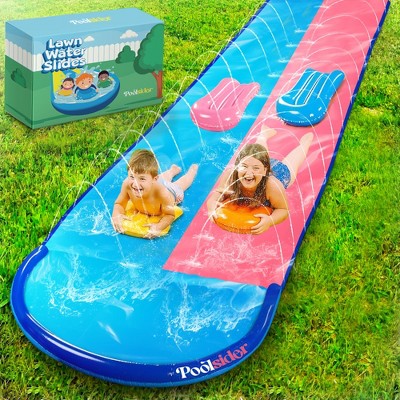 Poolsider Premium Multi-Lane Slip and Slide Water Slide with Bodyboards – Heavy-Duty Backyard Water Fun for Kids