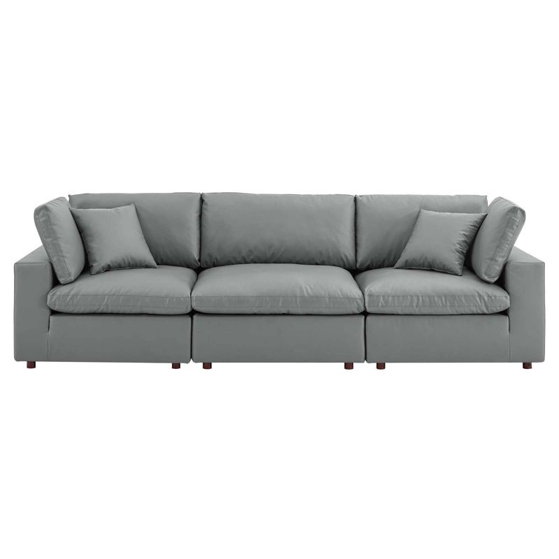 Commix Down Filled Overstuffed Vegan Leather 3-Seater Sofa - Modway, 2 of 10