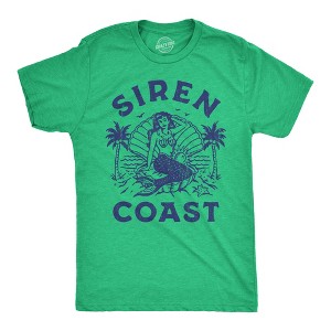 Mens Siren Coast T Shirt Funny Tropical Mermaid Beach Lovers Tee For Guys - Crazy Dog Men's T Shirt - 1 of 4