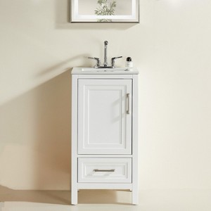 GDFStudio Vera Modern 18'' Freestanding Bathroom Vanity with Ceramic Sink, 1 Drawer and 1 Door - 1 of 4