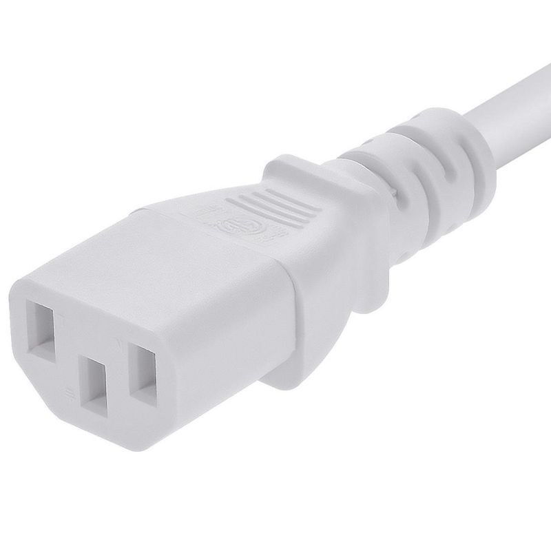 Monoprice Power Cord - 6 Feet - White | NEMA 5-15P to IEC 60320 C13, 18AWG, 10A, 125V, 3-Prong, for PC, AC Adapter, Laptop, Monitor, Projector, 4 of 7