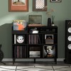HDZNVF Record Player Stand with Open Vinyl Storage, Record Player Table for Vinyl Holds Up to 550 Albums Black - 4 of 4