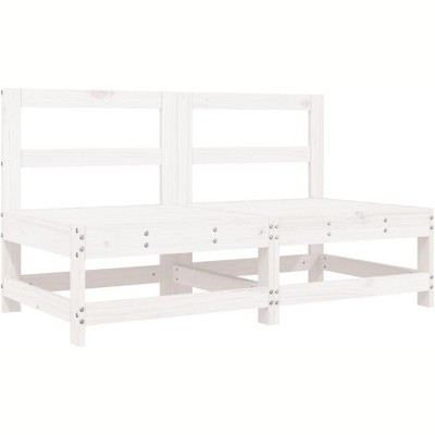 vidaXL Garden Middle Sofa White Solid pine wood Medium Modular