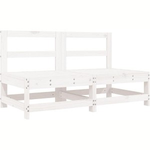 vidaXL Garden Middle Sofa White Solid pine wood Medium Modular - 1 of 2