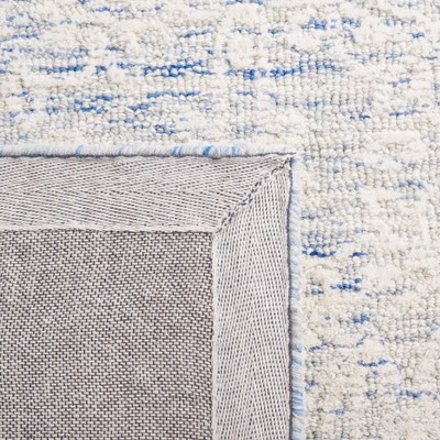 Blue and Ivory 6' Square Hand Tufted Wool Rug