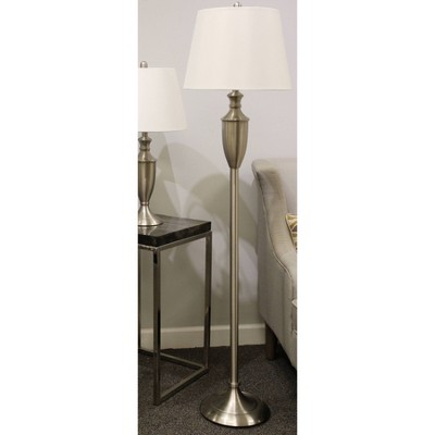 Geneva 3-Piece Brushed Steel Lamp Set with Off-White Shade