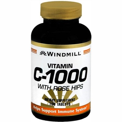 Windmill Vitamin C-1000 with Rose Hips Immune Booster & Antioxidant Support for Daily Wellness, 100 Tablets