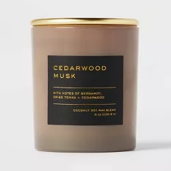 8oz Lidded Glass Jar Black Label Cedarwood Musk Candle - Threshold™