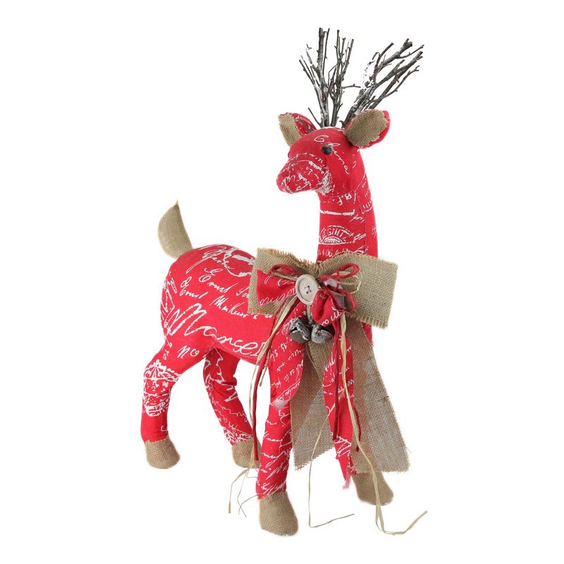 Northlight 24" Red and Brown Reindeer with Bow Christmas Decoration, 2 of 4