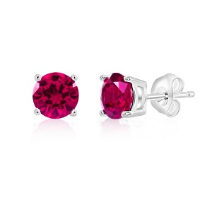 Donatello Gian Sterling Silver Created Pink Tourmaline Round Studs - 1 of 1