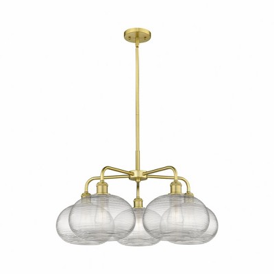 Ithaca - 5 Light Stem Hung Chandelier In Industrial Style-15 Inches Tall and 28 Inches Wide