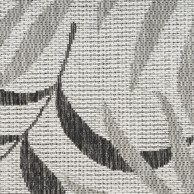 Gray Tropical Leaf Pattern 5' x 7' Synthetic Outdoor Rug