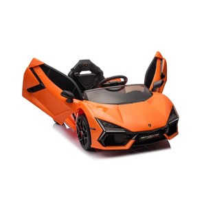 Jojoka 12V Ride On Car for Kids, Licensed Lamborghini Electric Vehicle, Remote Control, Bluetooth, USB, Music, Headlights, Sports Toy - 1 of 4