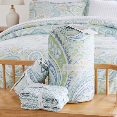 Cortona Full/Queen Green and Blue Cotton Paisley Bedspread Cover Set