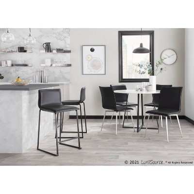 Black Faux Leather Swivel Dining Chairs with Metal Legs, Set of 2