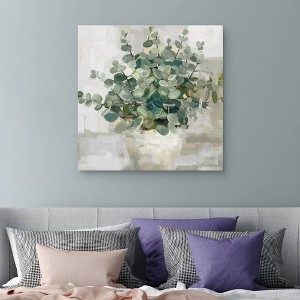 35" x 35" Eucalyptus Pot I by Studio Arts Canvas Print: Modern Botanical Decor - Masterpiece Art Gallery - 1 of 4