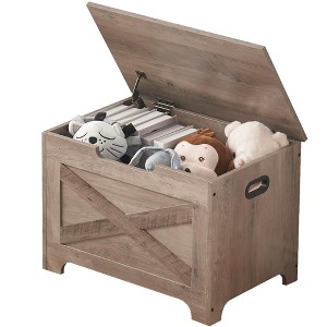Storage Chest, Storage Bench with Safety Hinge, Farmhouse Style Wooden Toy Chest, Lift Top Storage Trunk - 1 of 4