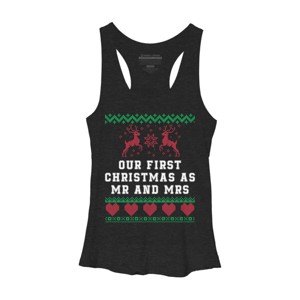 Women's Design By Humans Our First Christmas As Mr & Mrs T-Shirt By UnlockedHTK Racerback Tank Top - 1 of 3